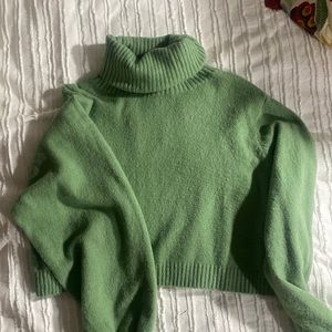 PRINCESS POLLY ZAHARA CROPPED TURTLENECK SWEATER GREEN (US SIZE 4)